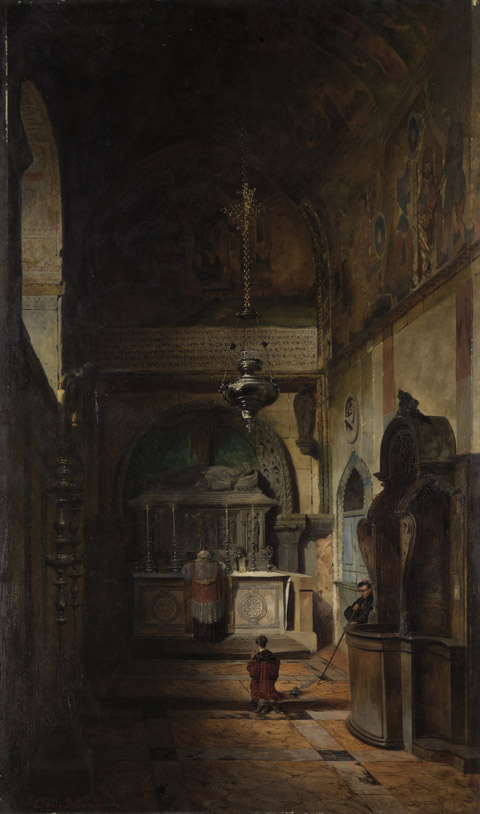 Blick in die Kapelle Sant Isidro in Venedig, 1879, Ludwig Dittweiler
