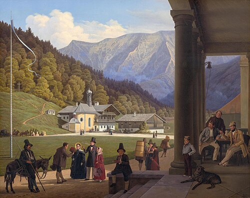 A view of Wildbad Kreuth in the Bavarian Alps, 1841, Ludwig August Most