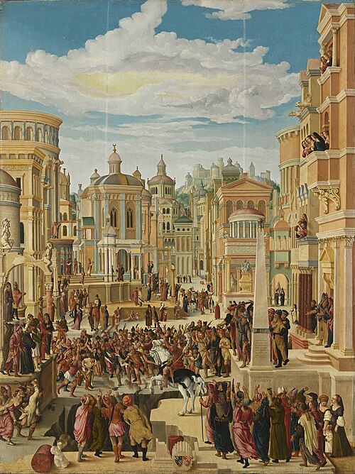 Historienzyklus: Marcus Curtius opfert sich für das römische Volk, 1540, Ludwig Refinger