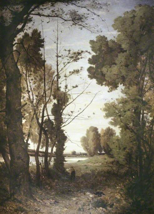 Duck Shooting on the Banks of the River Allier, 1861, Henri Harpignies