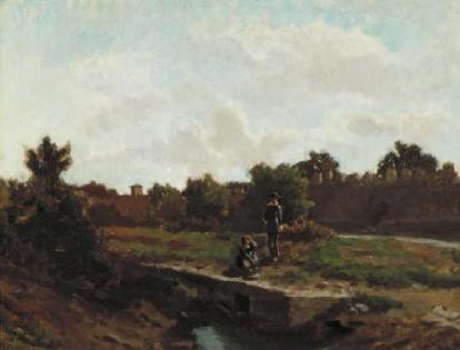 Landscape with two figures, 1875, Henri Harpignies