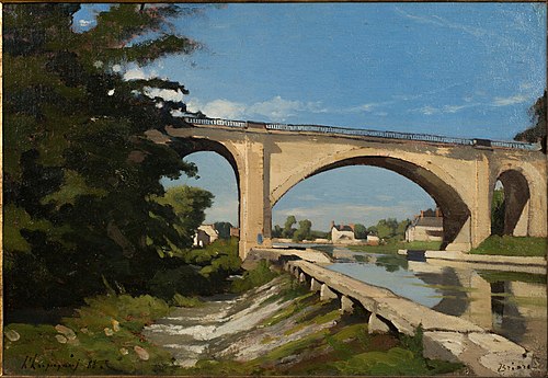 Le pont du chemin de fer à Briare, 1888, Henri Harpignies