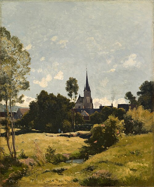 The Village Church, 1891, Henri Harpignies