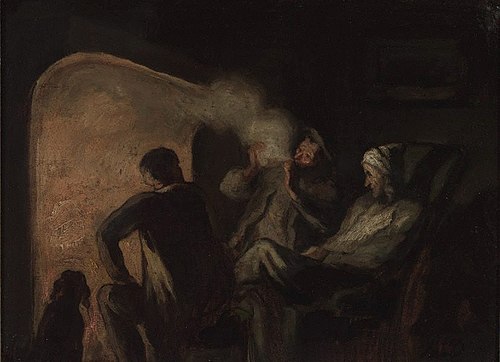 Hunters by the fireside, 1850, Honoré Daumier