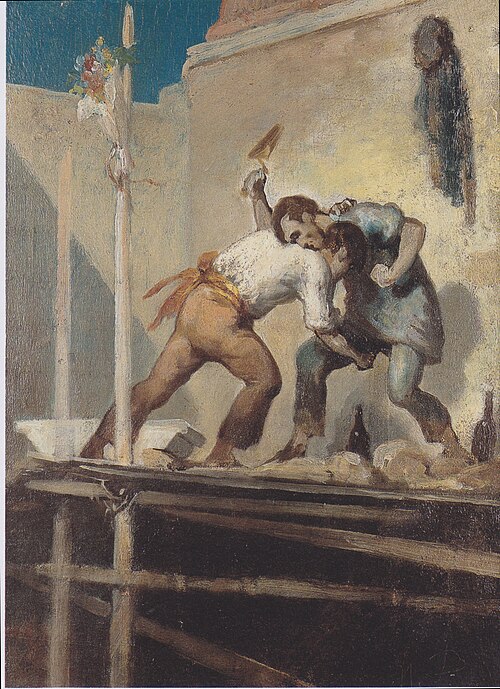 Fighting bricklayers, , Honoré Daumier