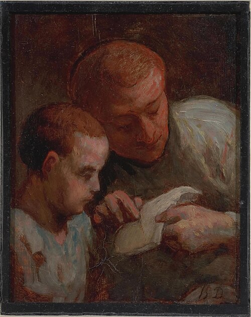 La leçon de lecture, 1857, Honoré Daumier