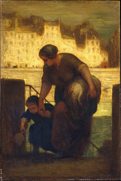 Sortie du bateau à lessive, 1863, Honoré Daumier