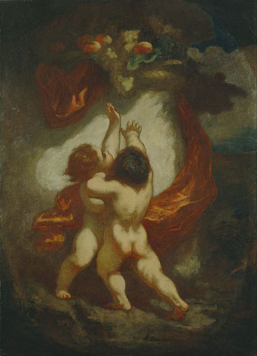Two Children Reaching for Fruit, 1845, Honoré Daumier