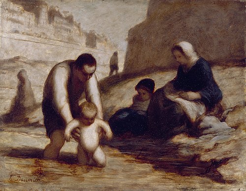 The First Bath, , Honoré Daumier