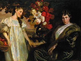 Frau und Tochter des Architekten Max Littmann, 1903, Ludwig von Herterich