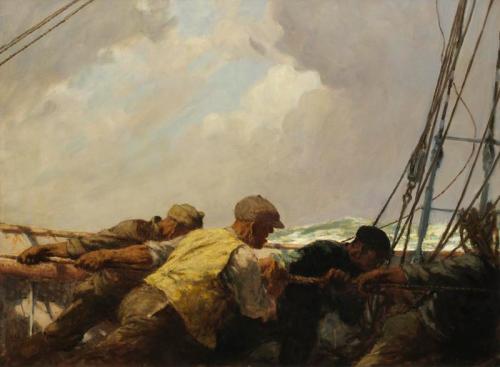 Hauling the Mainsail, 1933, Arthur Briscoe