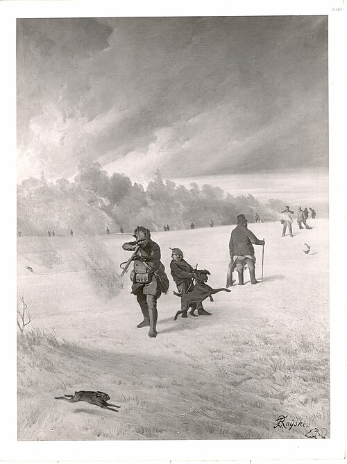 Treibjagd im Winter (Hasenjagd), 1831, Ferdinand von Rayski