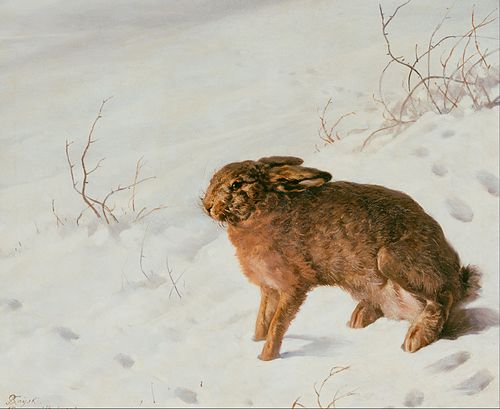 Lièvre dans la neige, 1875, Ferdinand von Rayski