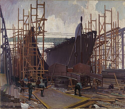 Ship Building, Collingwood, 1910, John William Beatty