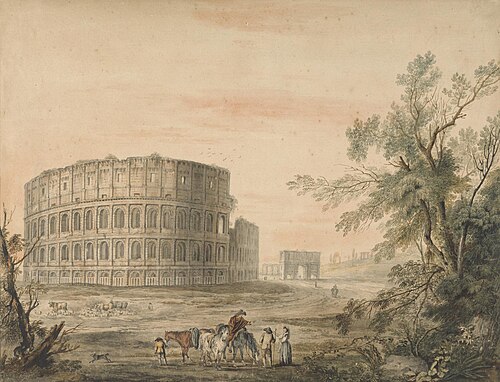 Colosseum, Rome, with Arch to the Left, 1770, George Robertson