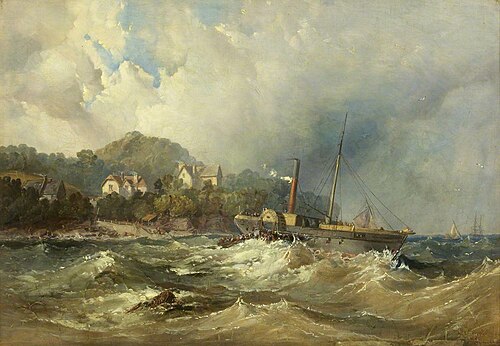 The Steam Packet 'Propeller' Entering Portishead Harbour, 1850, Samuel Phillips Jackson