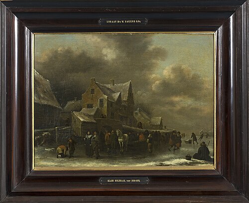 Wintergezicht - ijsvermaak, 1663, Klaes Molenaer
