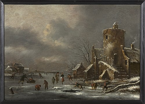 Mensen bij ruïne, 1650, Klaes Molenaer