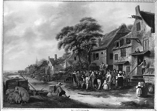 Bänkelsänger vor der Dorfschenke, 1659, Klaes Molenaer
