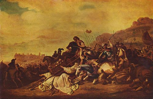 The Holy Ark falling in the hands of the Philistines, 1640, Gerrit Claesz. Bleker