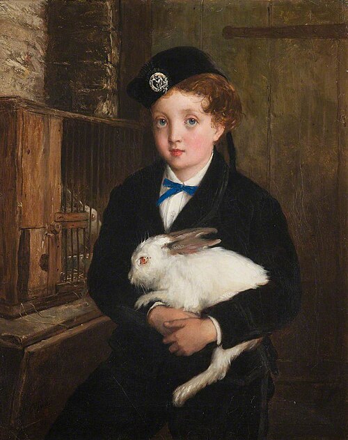 Girl Holding a Rabbit, , William Oliver