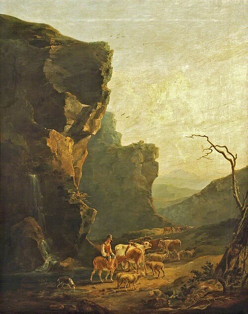 Mountainous Landscape with Herdsman on a Donkey Driving Cattle, , Samuel Williamson