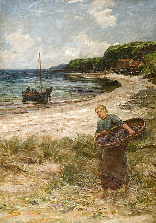 The Lass that Baits the Line, 1885, Colin Hunter