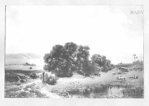 lake of Starnberg, towards south, 1867, Fritz Bamberger