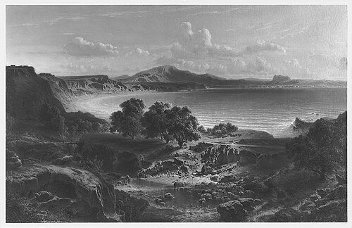 Gebirgslandschaft an der spanischen Küste, 1859, Fritz Bamberger