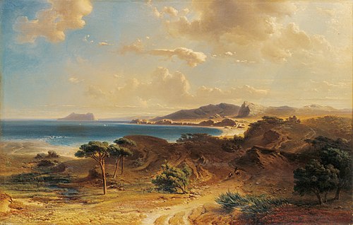 The Beach of Estepona, 1855, Fritz Bamberger