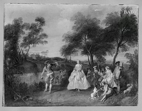 young people dancing in a park, 1715, Nicolas Lancret