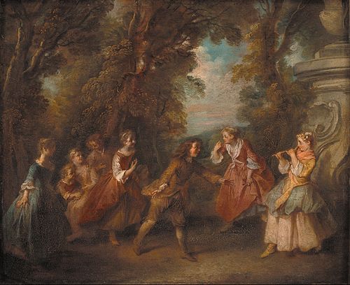 Enfants jouant en plein air (Le jeu de quatre-coins), 1750, Nicolas Lancret