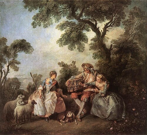 L’oiseau en cage, 1750, Nicolas Lancret