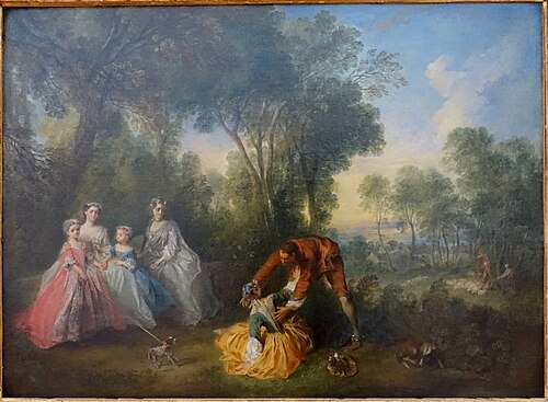 Group Portrait in a Landscape with Amorous Couple, 1737, Nicolas Lancret