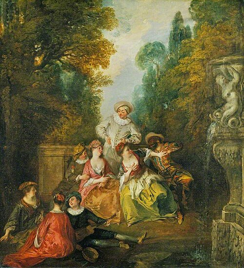 Italian Comedians by a Fountain, 1717, Nicolas Lancret