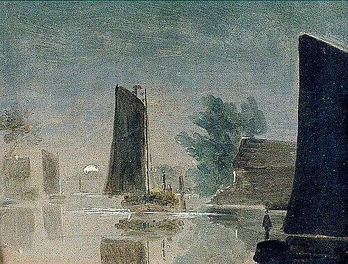 Moonlight Scene near Carrow, 1824, Alfred Stannard