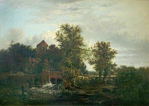 Sluice Gate, River Wensum, Norfolk, 1828, Alfred Stannard