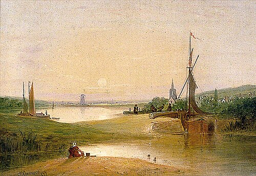 River Scene with Lock, 1873, Alfred Stannard