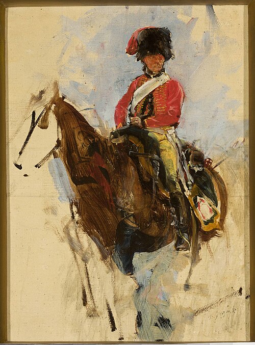 Sketch of a horseman, hussar, 1869, Maksymilian Gierymski
