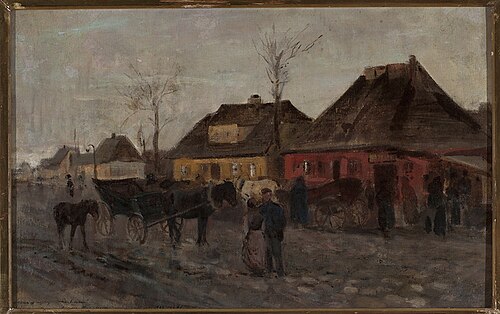 Springtime in a small town, sketch, 1867, Maksymilian Gierymski