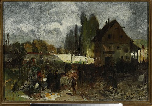 In front of the graveyard, sketch, 1870, Maksymilian Gierymski