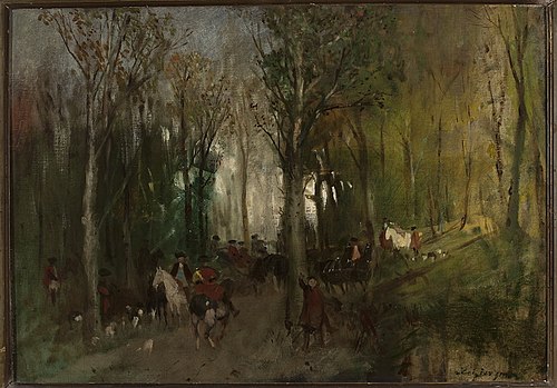 Departure for hunting, sketch, 1871, Maksymilian Gierymski