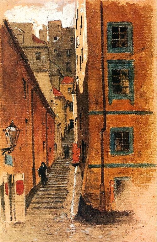 La rue l'Escalier de Pierre à Varsovie., , Maksymilian Gierymski