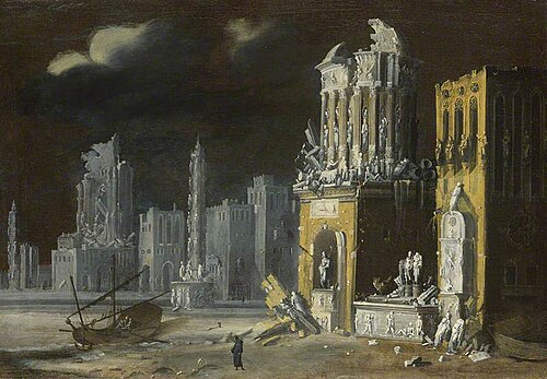 Fantastic Ruins with Saint Augustine and the Child, 1623, François de Nomé