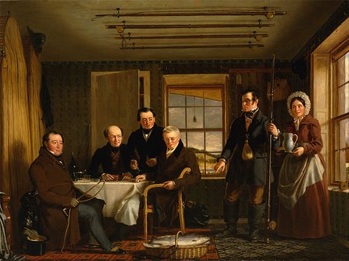 Discussing a Catch of Salmon in a Scottish Fishing-Lodge, 1840, William Shiels