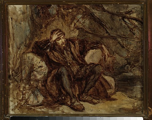 Sigismund Augustus in the Vilnius garden, sketch, 1865, Jan Matejko