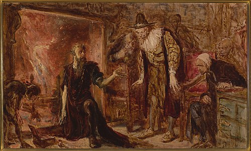 Alchemist Sendivogius and Sigismund III, sketch, 1867, Jan Matejko