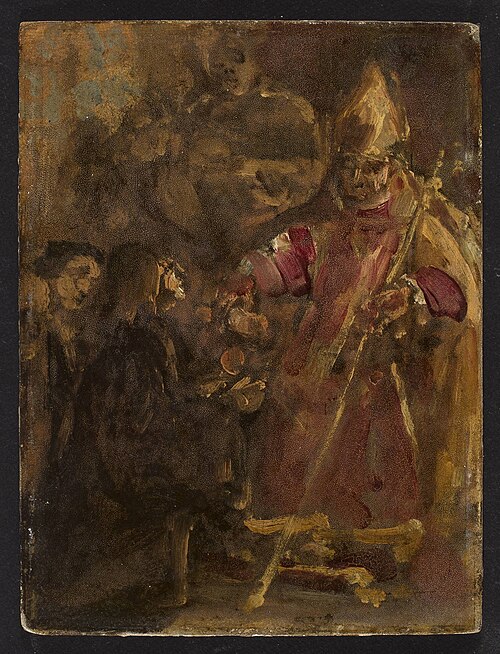 Bishop Lubrański establishes the Ecclesiastical Academy in Poznań, sketch, 1886, Jan Matejko