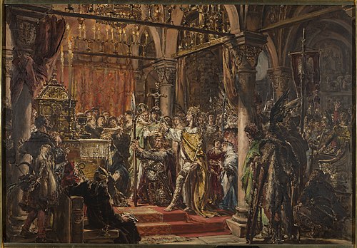 Coronation of the First King, 1001 AD, from the series “History of Civilization in Poland”, 1889, Jan Matejko