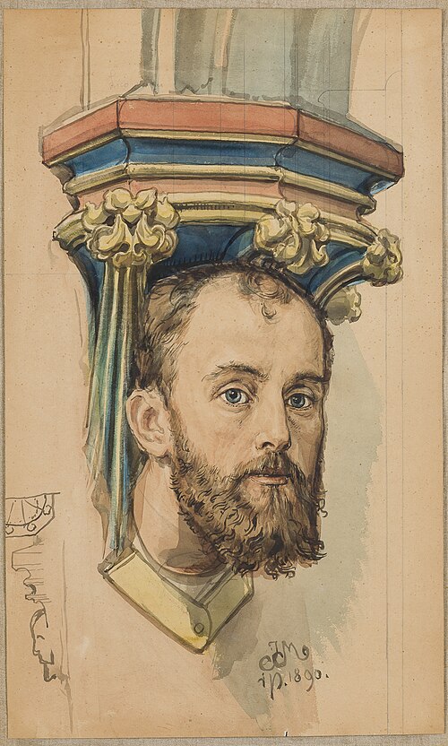 Carton for the polychrome from St Mary's Church - console in the shape of a male head (portrait of T, 1890, Jan Matejko